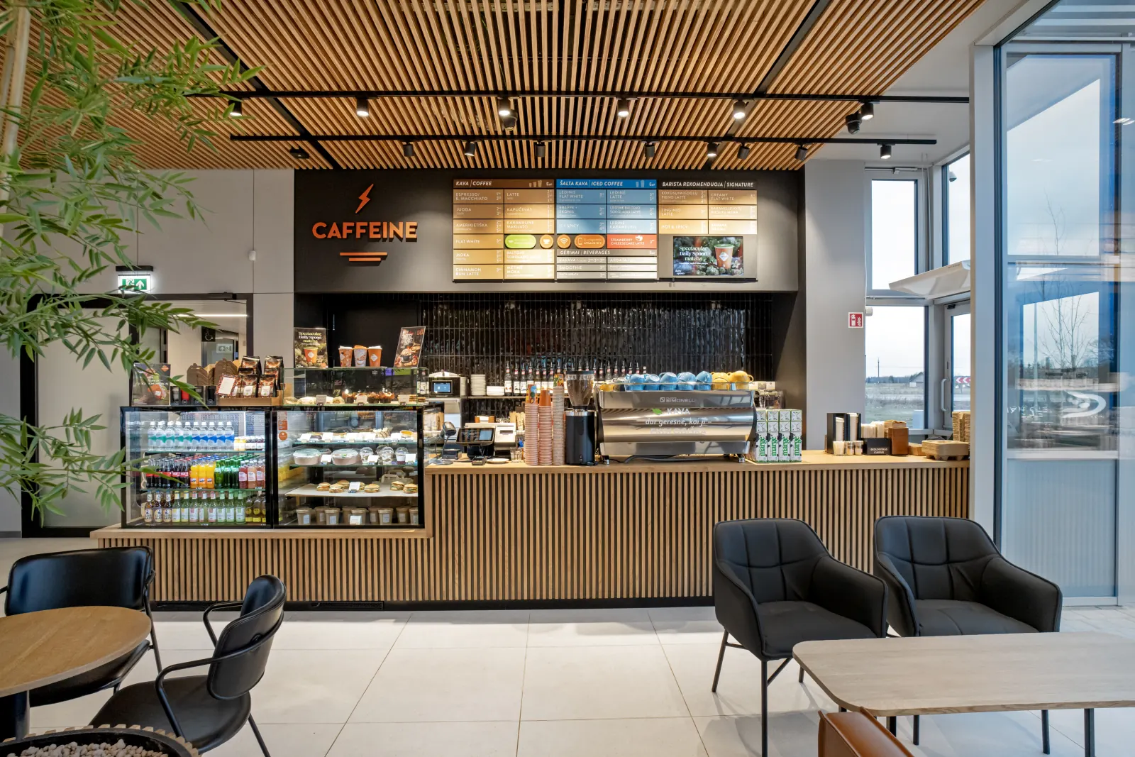 Caffeine café counter and seating