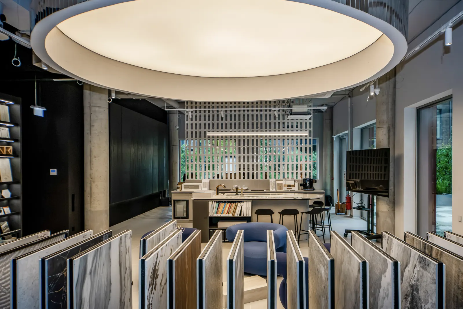 Display shelving and sample racks made for the Aqua Home showroom